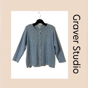 Graver Studio Blue Embroidered Cardigan